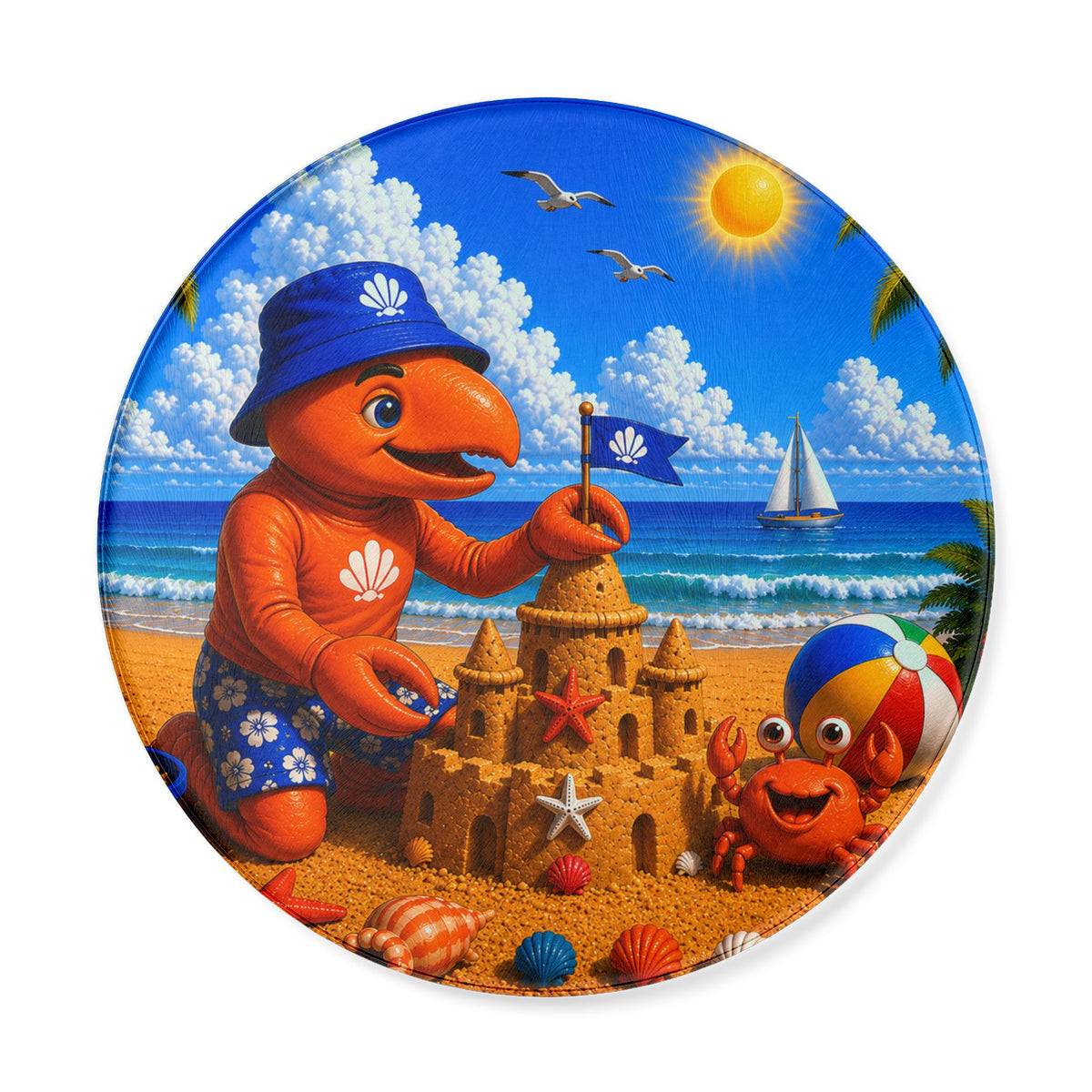 #005 Beach Buddy Boy - Round Cutting Board