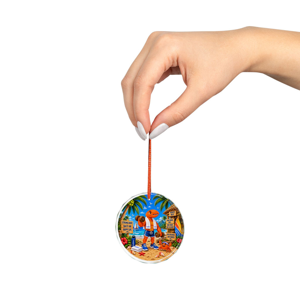 #015 Exercising Henry – SeaHenry Glass Ornament