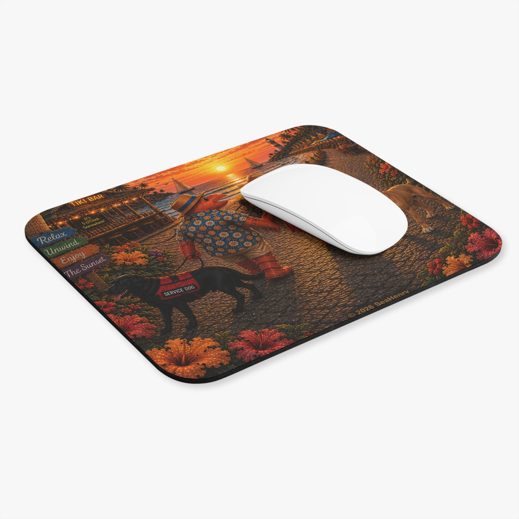 #019 Dog Walking Mouse Pad