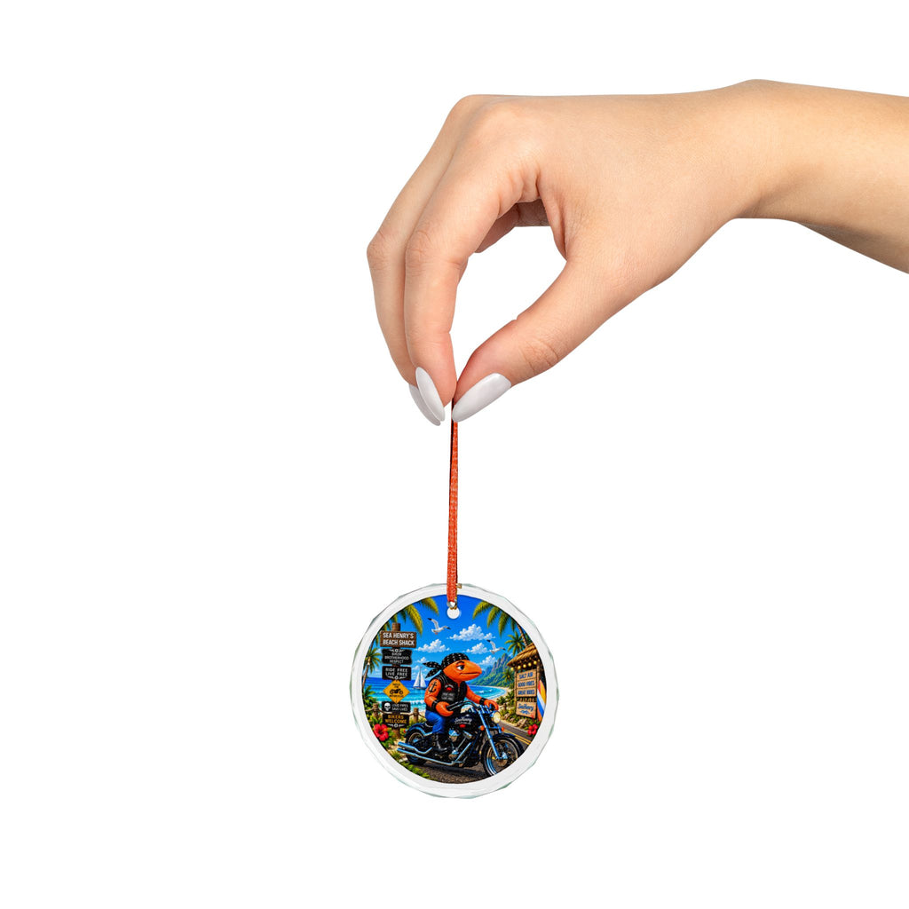 #008 Biker Henry – SeaHenry Glass Ornament
