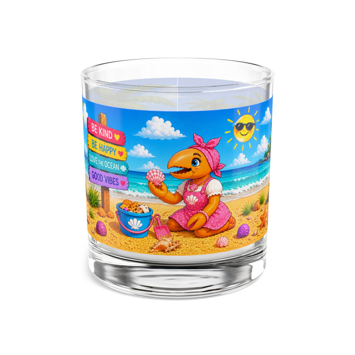 #006 Beach Buddy Girl – SeaHenry 10 oz Rocks Glass