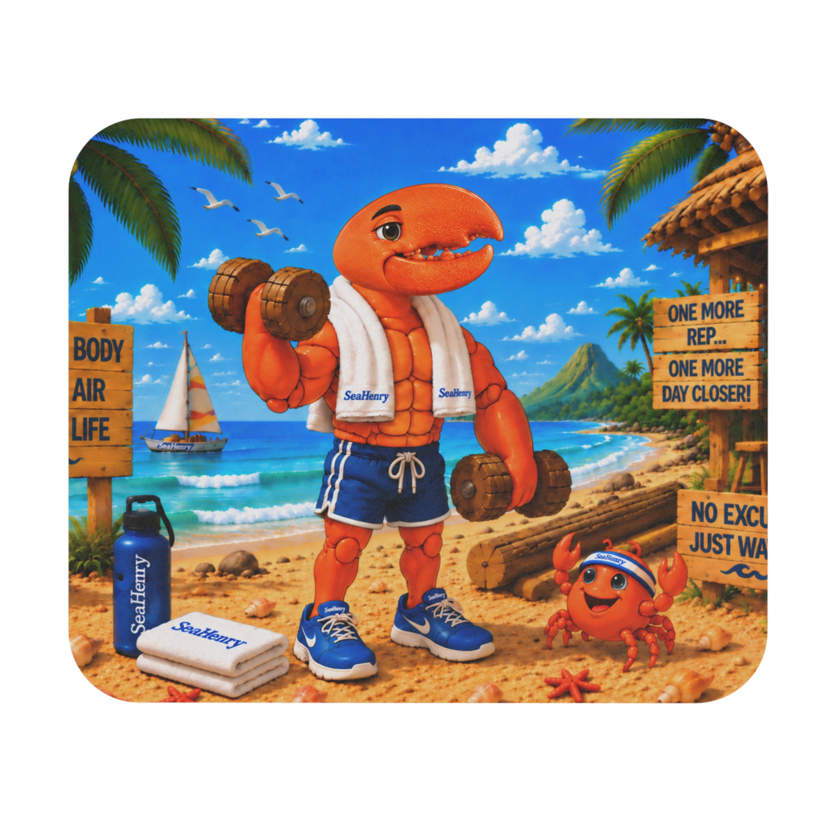 #015 Exercising Henry - SeaHenry Mouse Pad