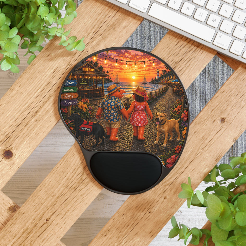 #019 Dog walking – SeaHenry Cushioned Wrist Rest Mouse Pad