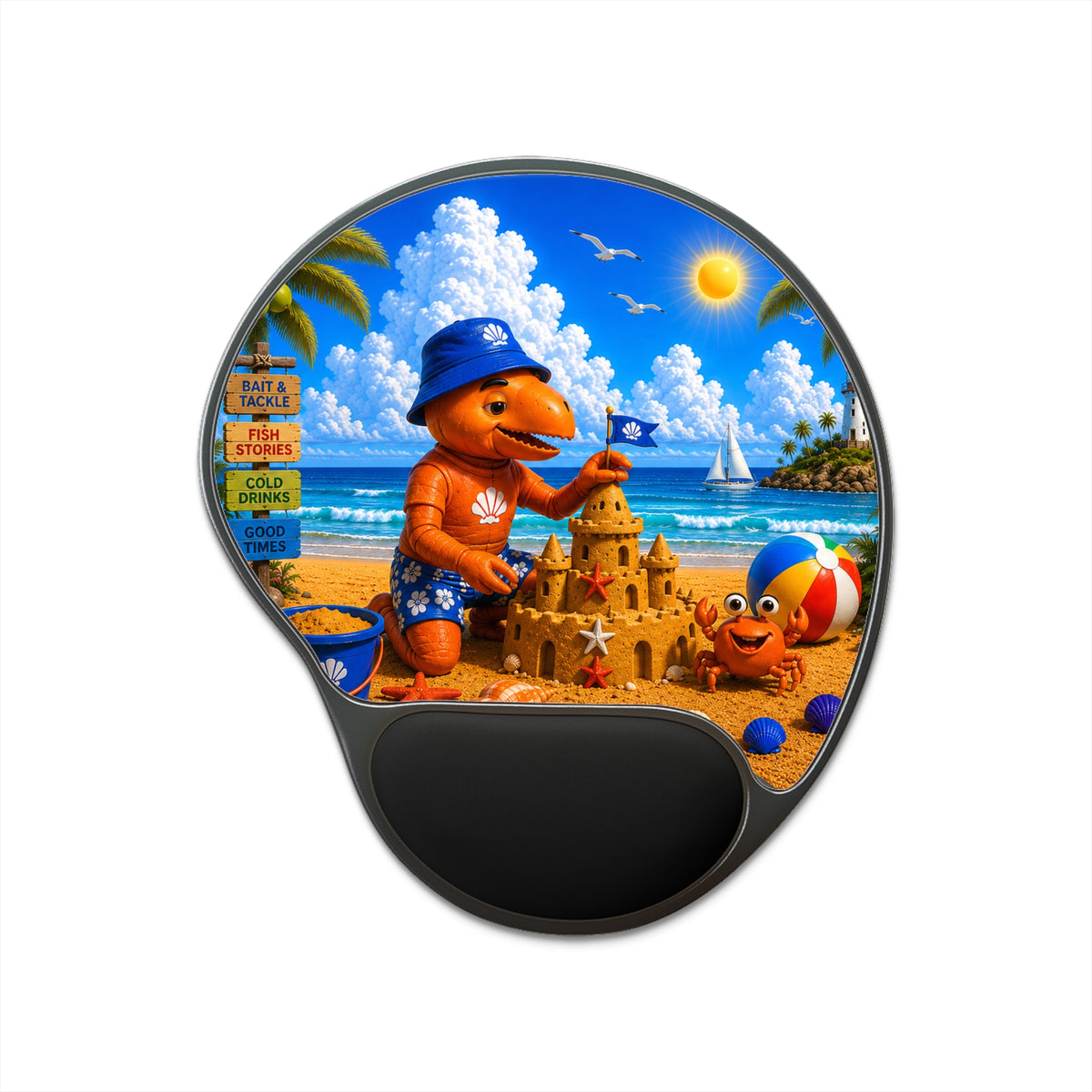 #005 Beach Buddy Boy – SeaHenry Cushioned Wrist Rest Mouse Pad