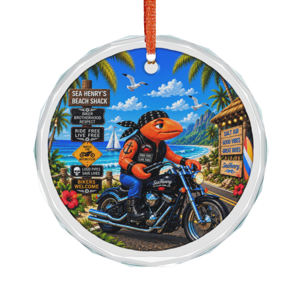 #008 Biker Henry – SeaHenry Glass Ornament