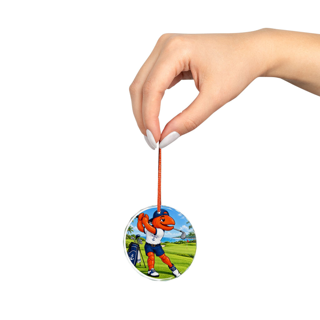 #023 Golfing Henry – SeaHenry Glass Ornament