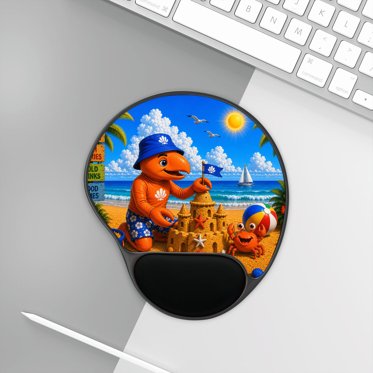 #005 Beach Buddy Boy – SeaHenry Cushioned Wrist Rest Mouse Pad