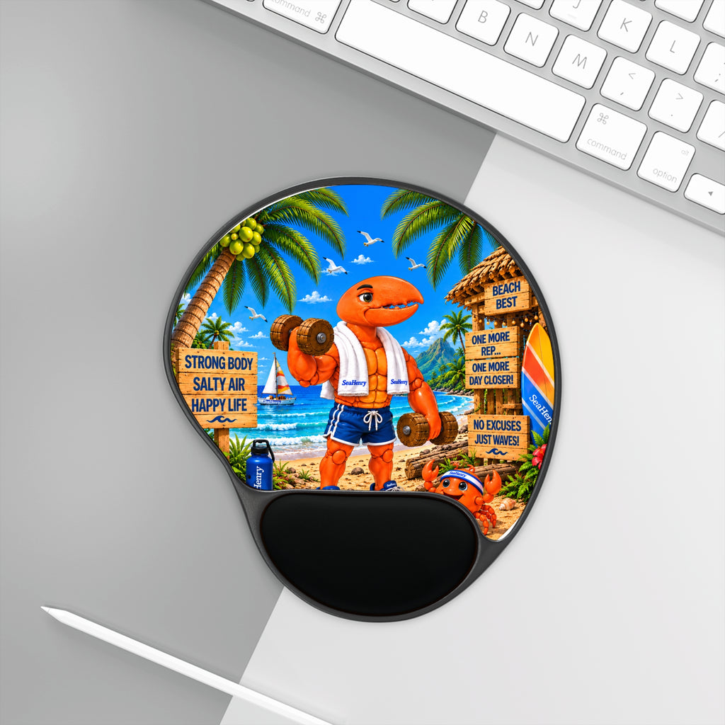 #015 Exercising Henry - SeaHenry Cushioned Wrist Mouse Pad