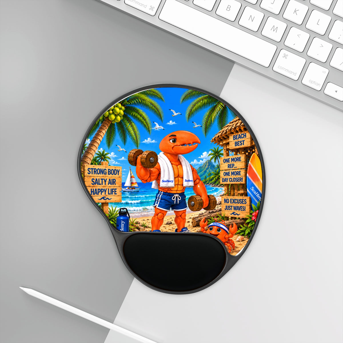 #015 Exercising Henry - SeaHenry Cushioned Wrist Mouse Pad