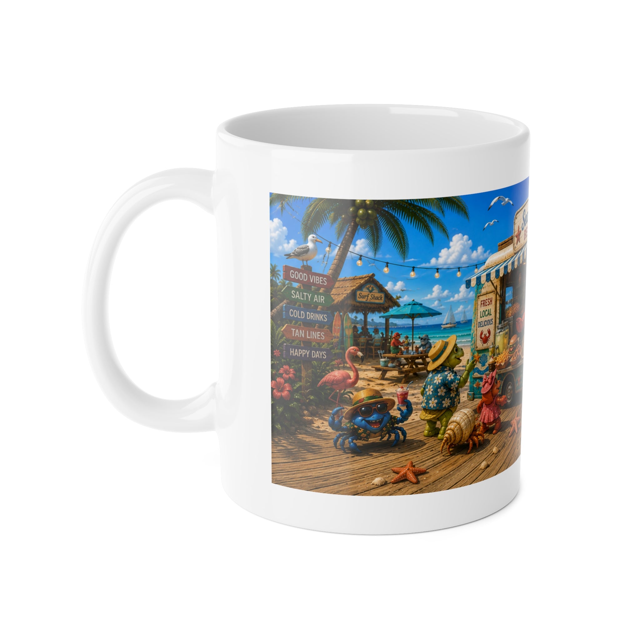Copy of Copy of Copy of Copy of Copy of Copy of Copy of Beach Vibes Coffee Mug — Tropical Palm Trees, Sailboat & Relaxing Sand Scene (11oz)
