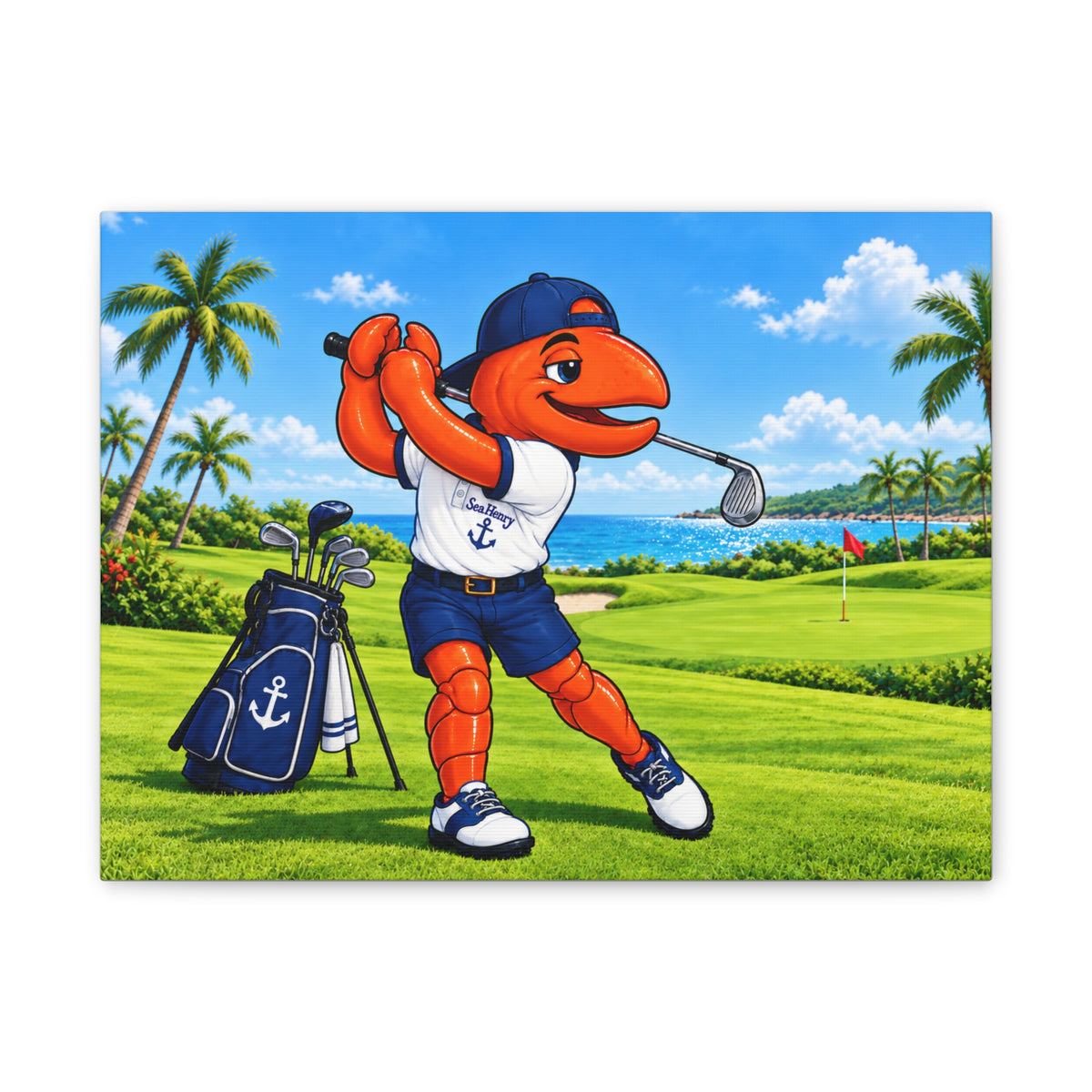 #023 Golfing Henry – Coastal Canvas Wall Art