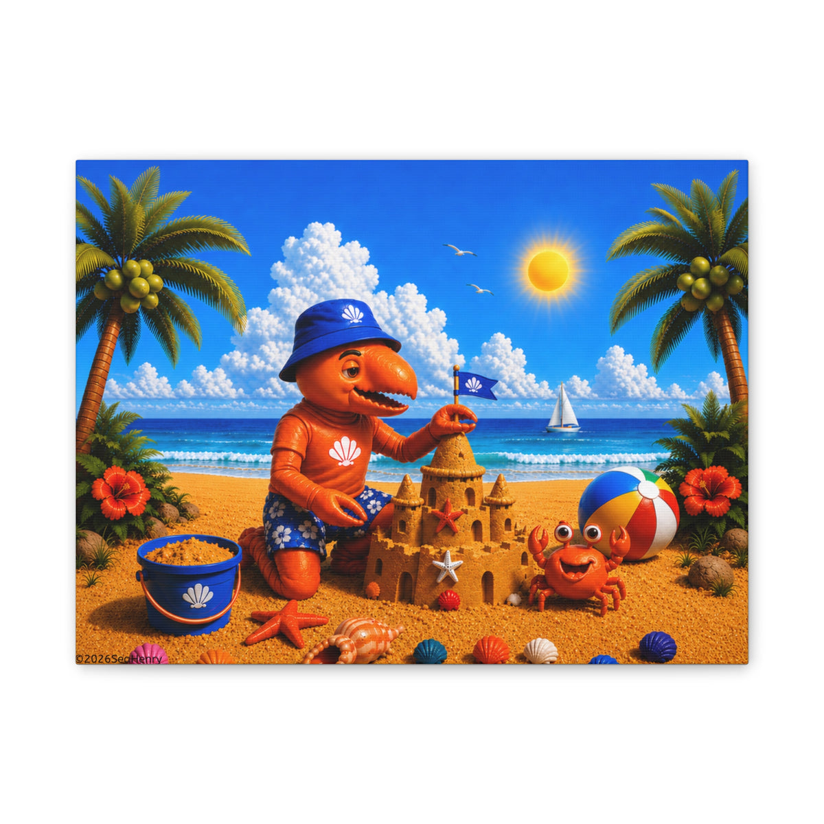#005 Beach Buddy Boy – SeaHenry Coastal Canvas Wall Art