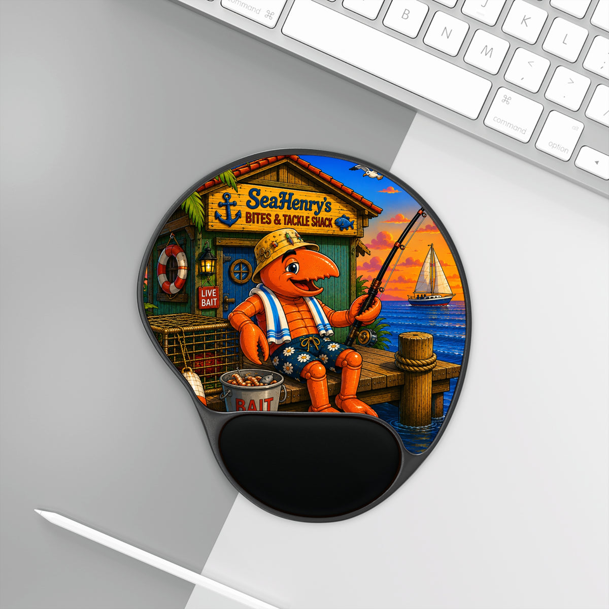 #021 Gone Fishing – SeaHenry Cushioned Wrist Rest Mouse Pad