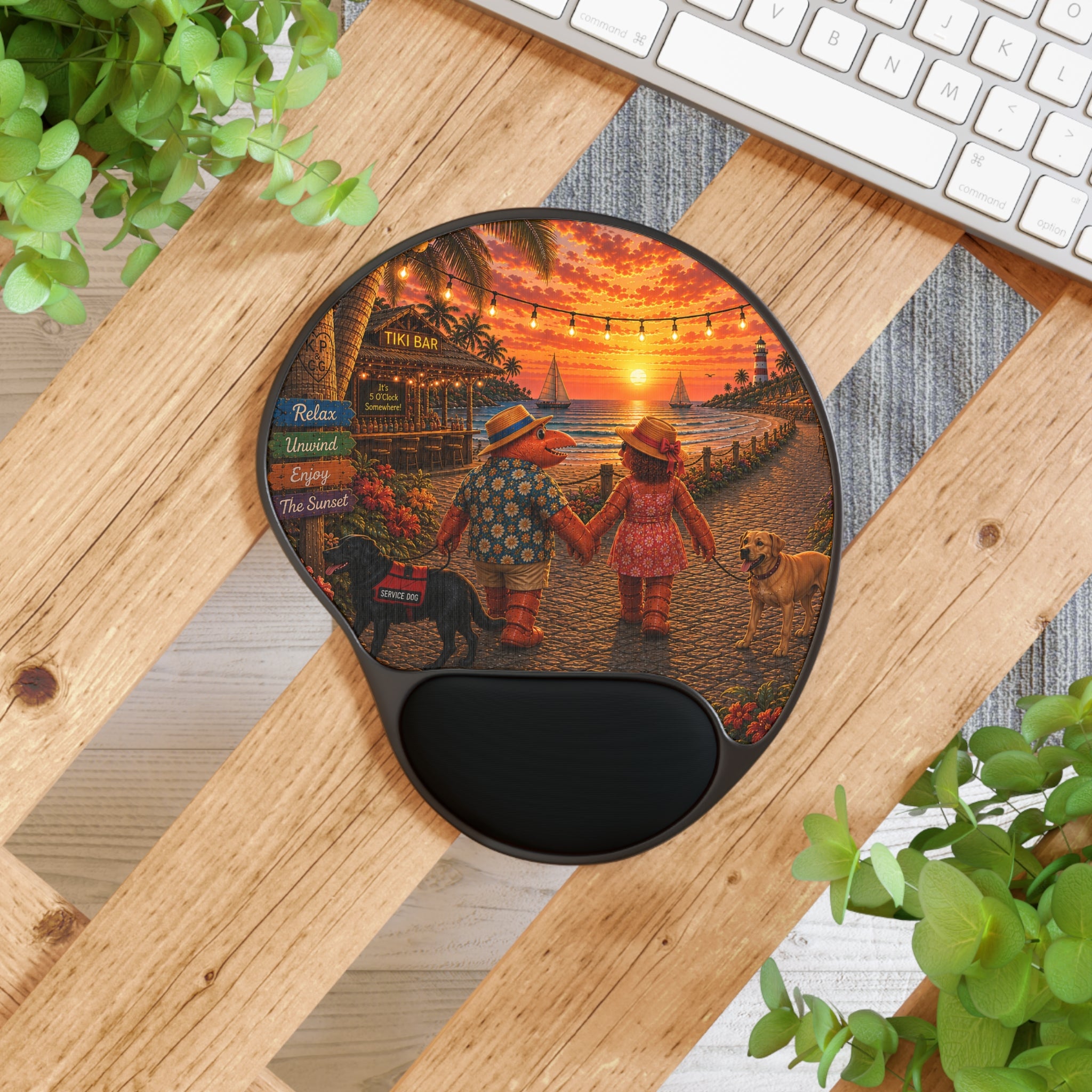 #019 Dog Walking Wrist Mouse Pad