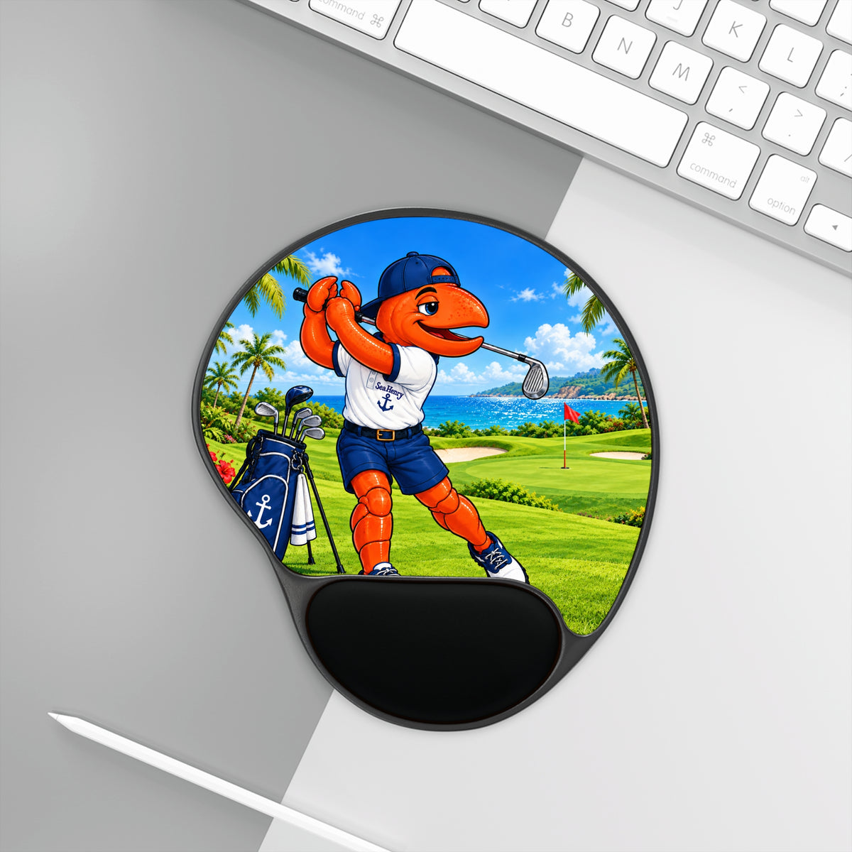 #023 Golfing Henry – SeaHenry Cushioned Wrist Rest Mouse Pad