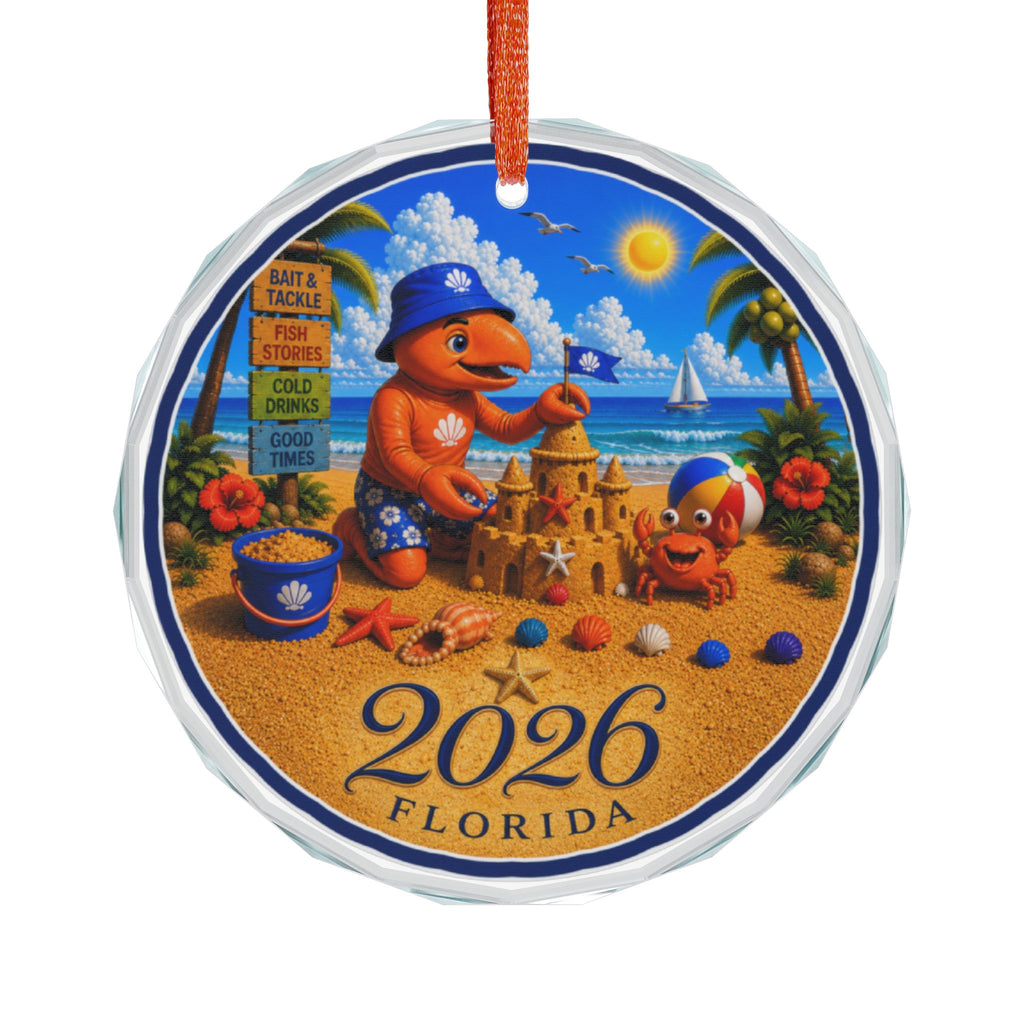 #005 Beach Buddy Boy – Florida 2026 Glass Ornament