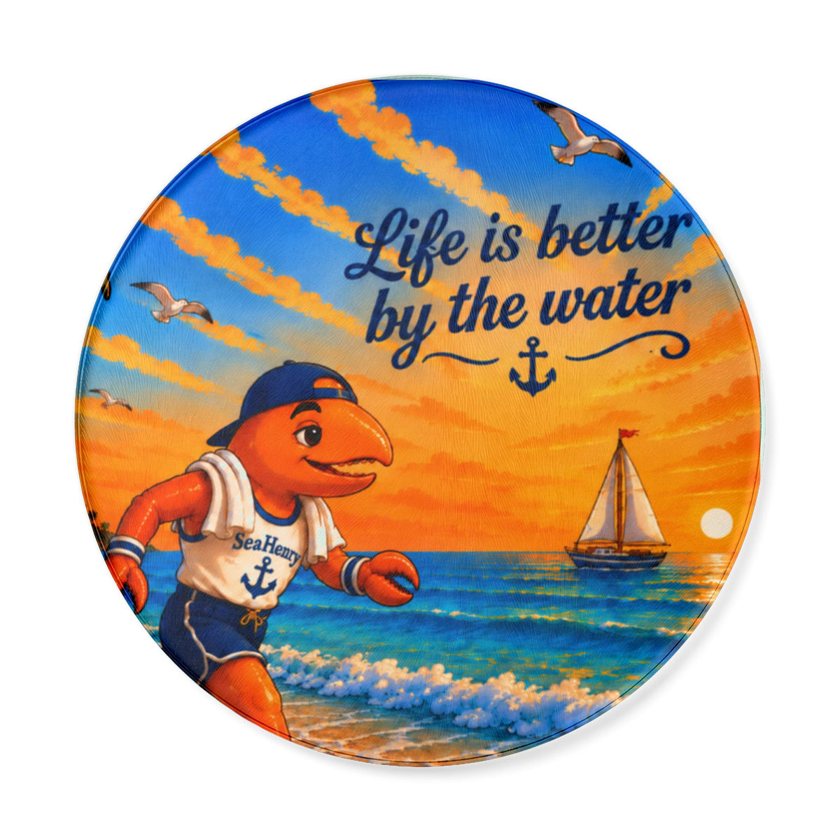 #022 Jogging Henry - Round Cutting Board