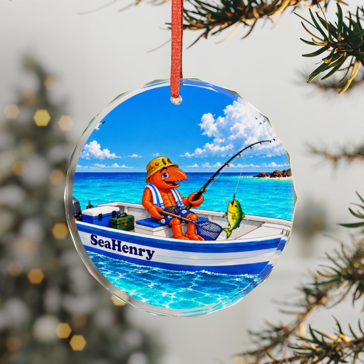 #004 Fisherman Henry – SeaHenry Glass Ornament