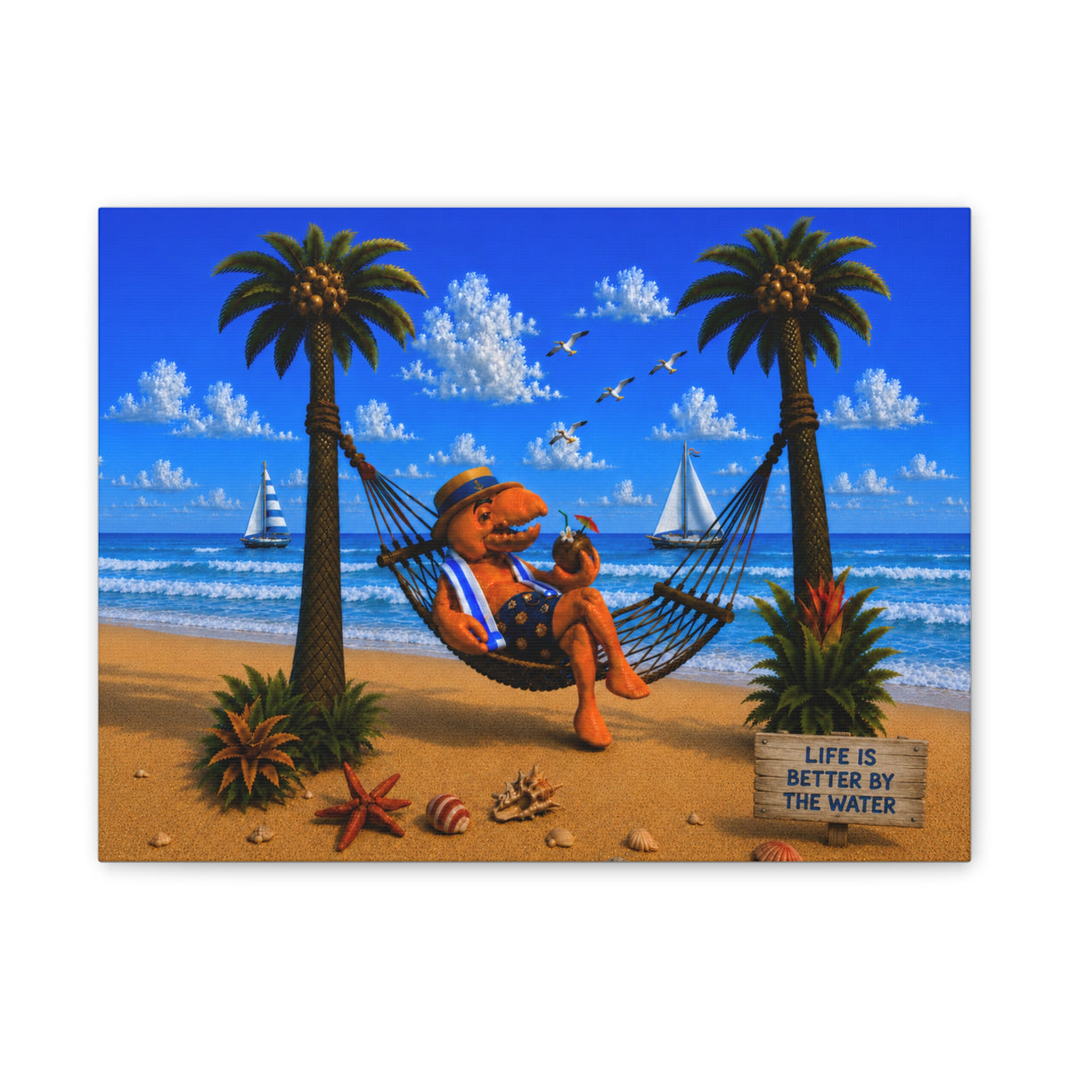 #002 Hammock Henry – SeaHenry 16×12 Canvas Wall Art