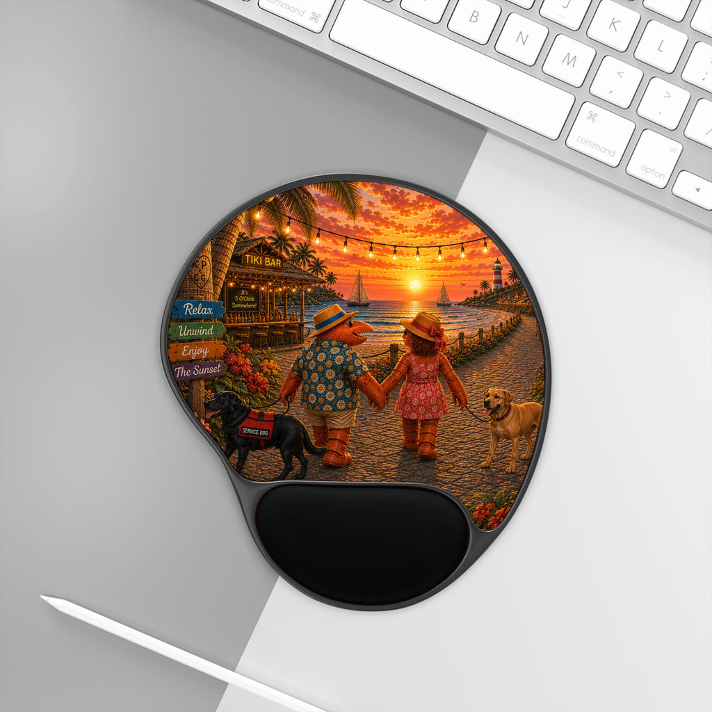 #019 Dog Walking Wrist Mouse Pad