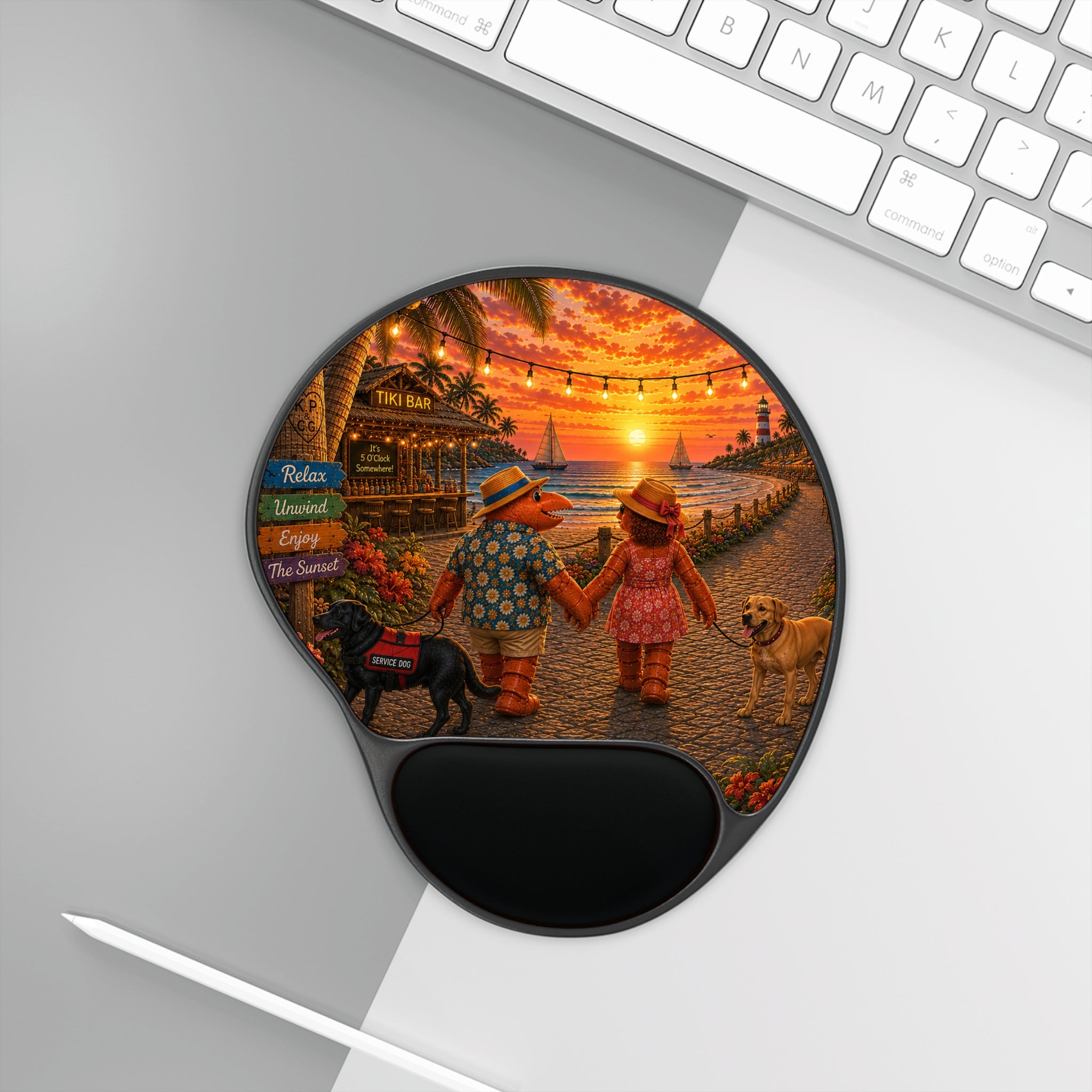 #019 Dog Walking Wrist Mouse Pad