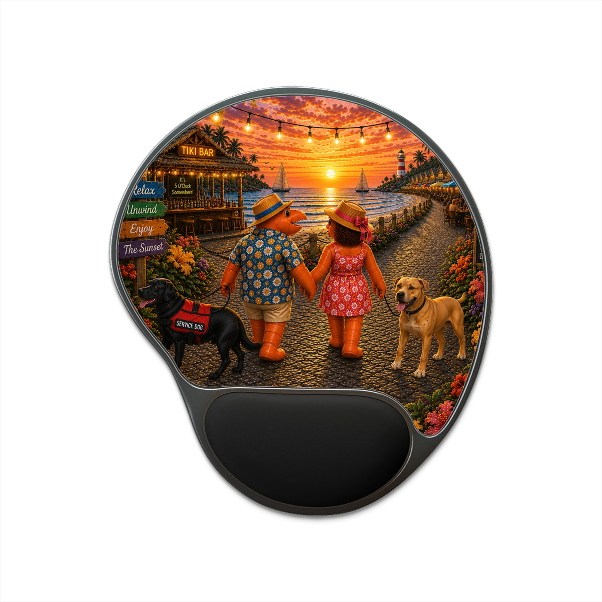 #019 Dog walking – SeaHenry Cushioned Wrist Rest Mouse Pad