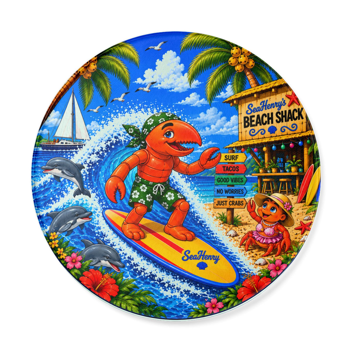 #012 Surfer Henry - Round Cutting Board