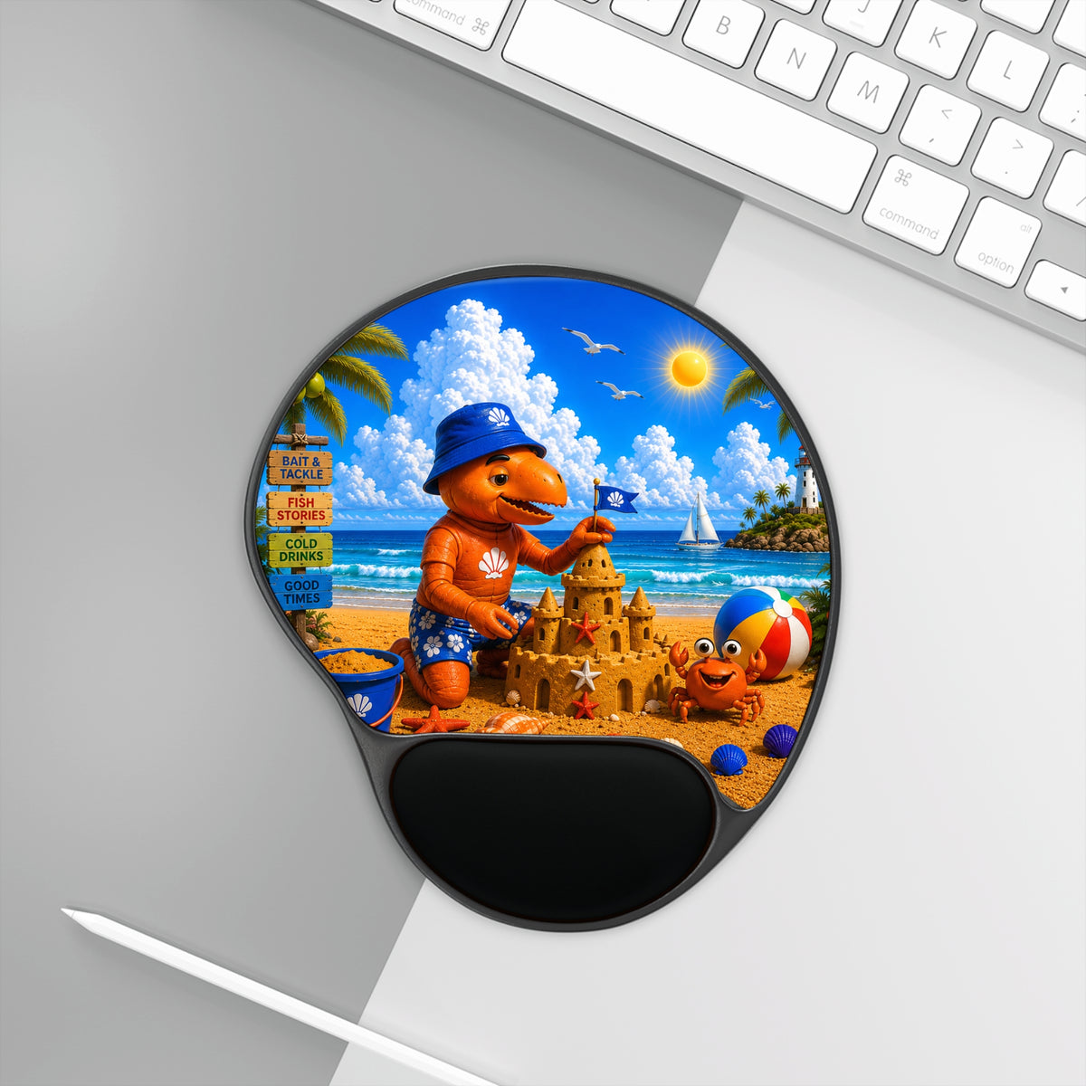 #005 Beach Buddy Boy – SeaHenry Cushioned Wrist Rest Mouse Pad