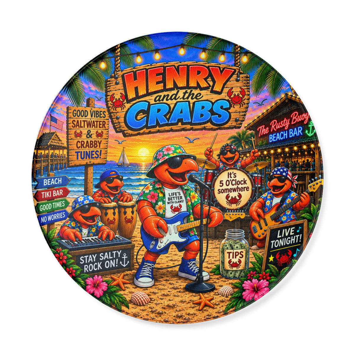 #011 Henry and the Crabs - Round Cutting Board