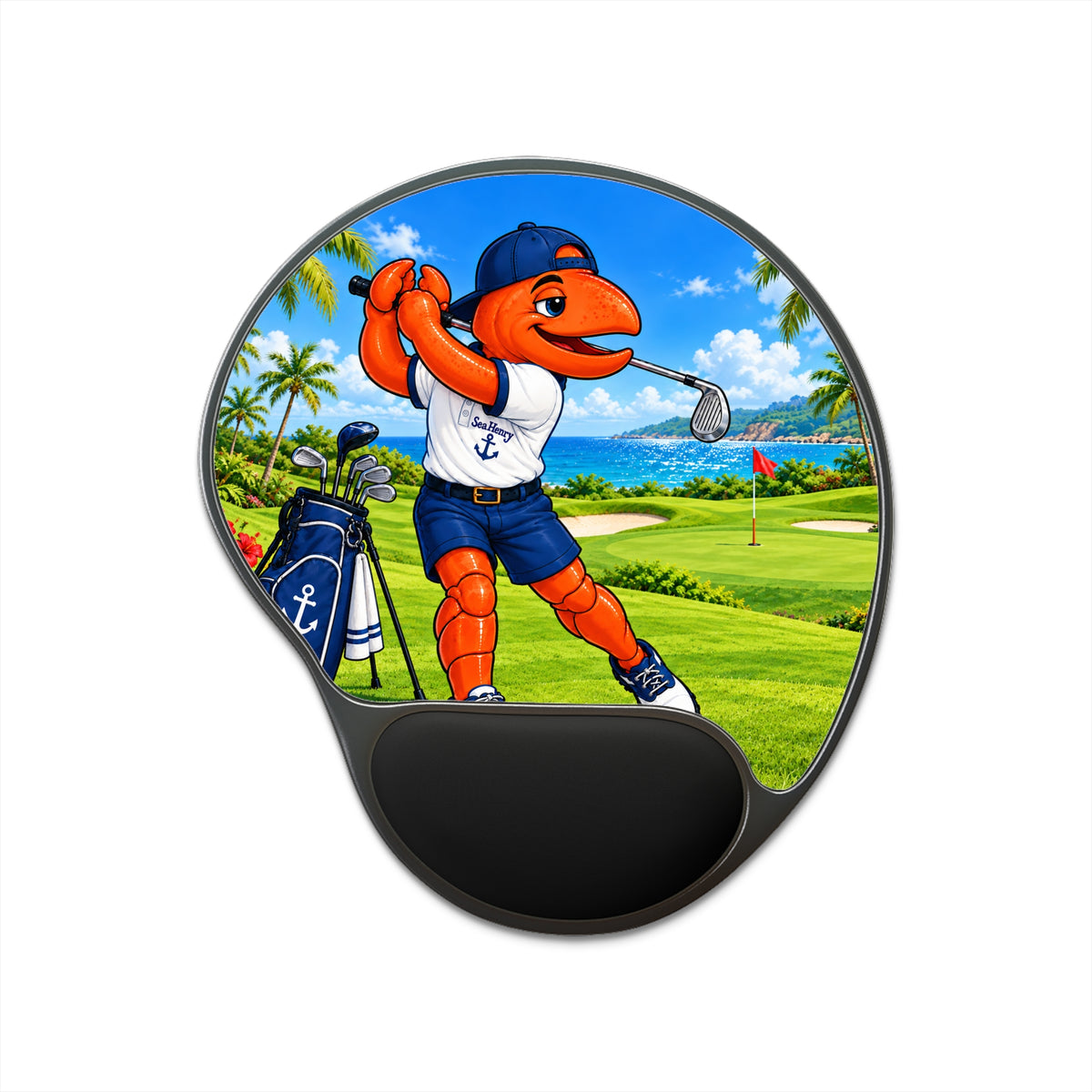 #023 Golfing Henry – SeaHenry Cushioned Wrist Rest Mouse Pad