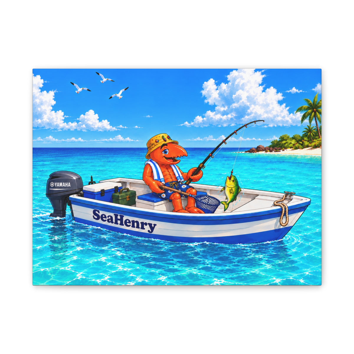 #004 Fisherman Henry – SeaHenry 16×12 Canvas Wall Art