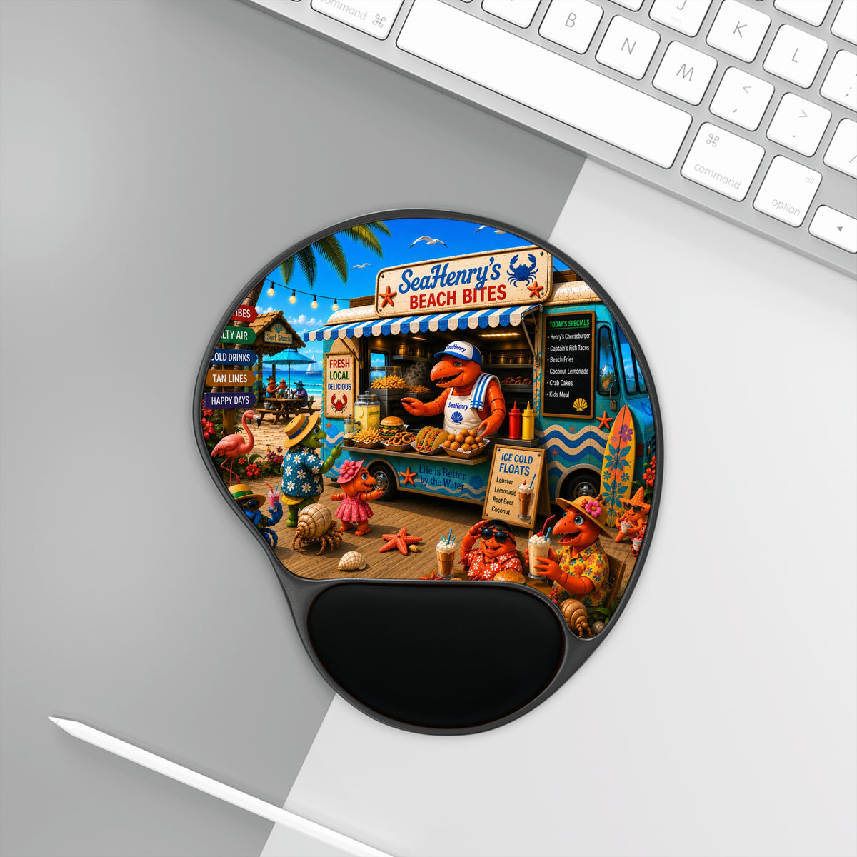 #018 SeaHenry's Beach Bites - SeaHenry Cushioned Wrist Rest Mouse Pad