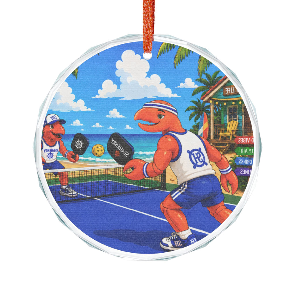 #017 Pickleball – SeaHenry Glass Ornament